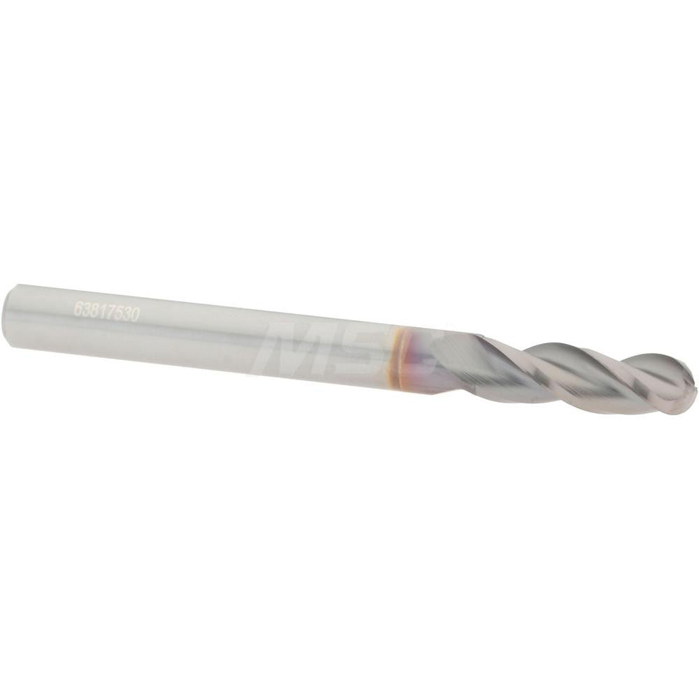 Accupro 2500251 Ball End Mill 3/16" Dia, 9/16" LOC, 3 Flute, Solid Carbide