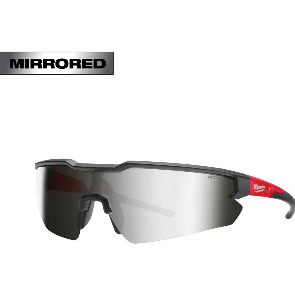 Milwaukee Tool 48-73-2019 Safety Glasses Glasses Style Tinted Lens Coating Scratch-Resistant Frame Style Half-Framed Frame Design Wrap Around Lens Color Silver Mirror Frame Color Black