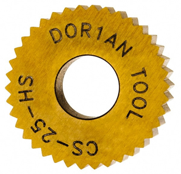 Dorian Tool 73310124506 Standard Knurl Wheel 1/2" Dia, 90 ° Tooth Angle, 25 TPI, Straight, High Speed Steel