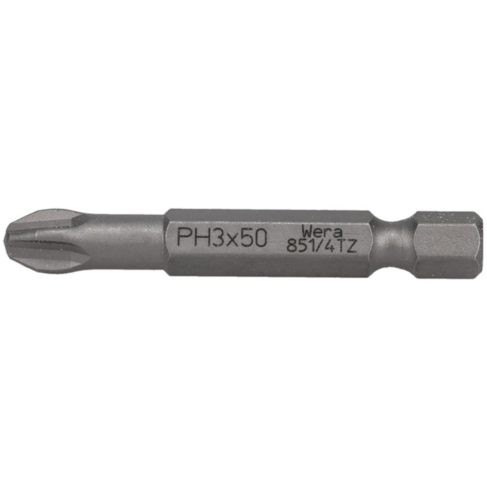 Wera 05059815001 Power Screwdriver Bit #3 Phillips, PH3 Speciality Point Size, 1/4" Hex Drive