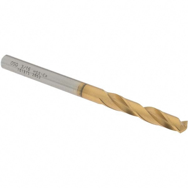 OSG 10187505 Screw Machine Length Drill Bit 3/16" (0.1875) Dia, 130 deg, Cobalt