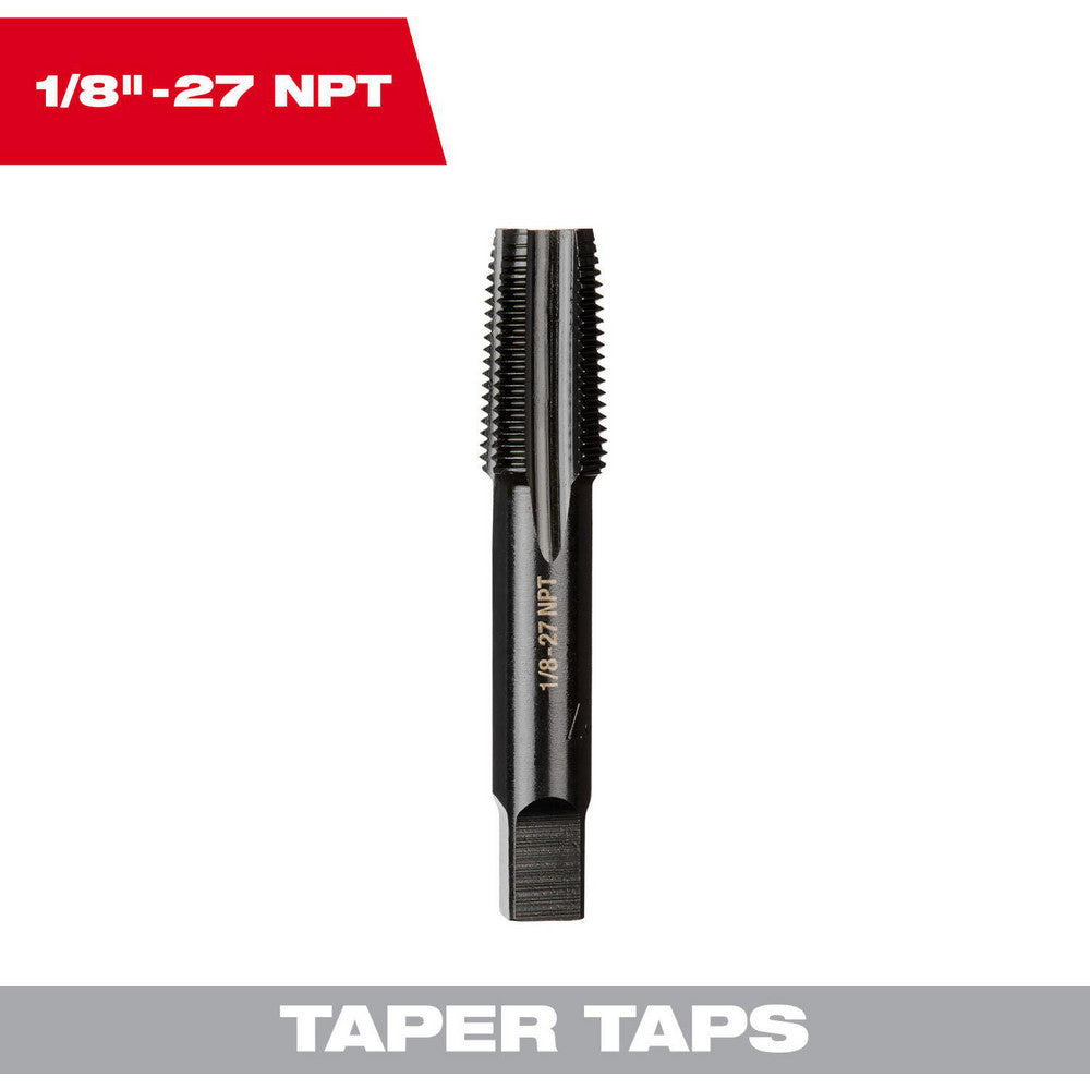Milwaukee Tool 49-57-5189 Straight Flute Tap 1/8-27 NPT, 4 Flute, Taper Chamfer, 2B Class of Fit, High-Carbon Steel, Black Oxide Finish