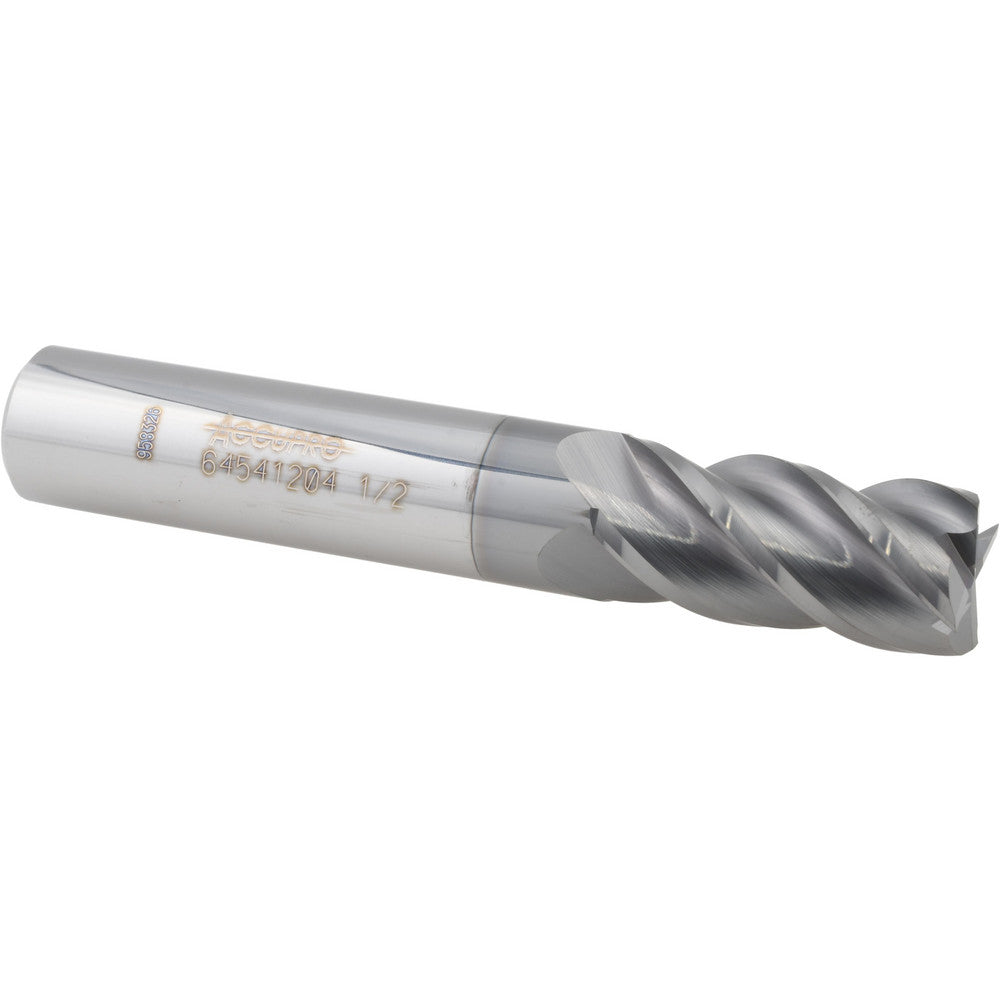 Accupro 64541204 Square End Mill 1/2'' Dia, 1'' LOC, 1/2'' Shank Dia, 3'' OAL, 4 Flutes, Solid Carbide