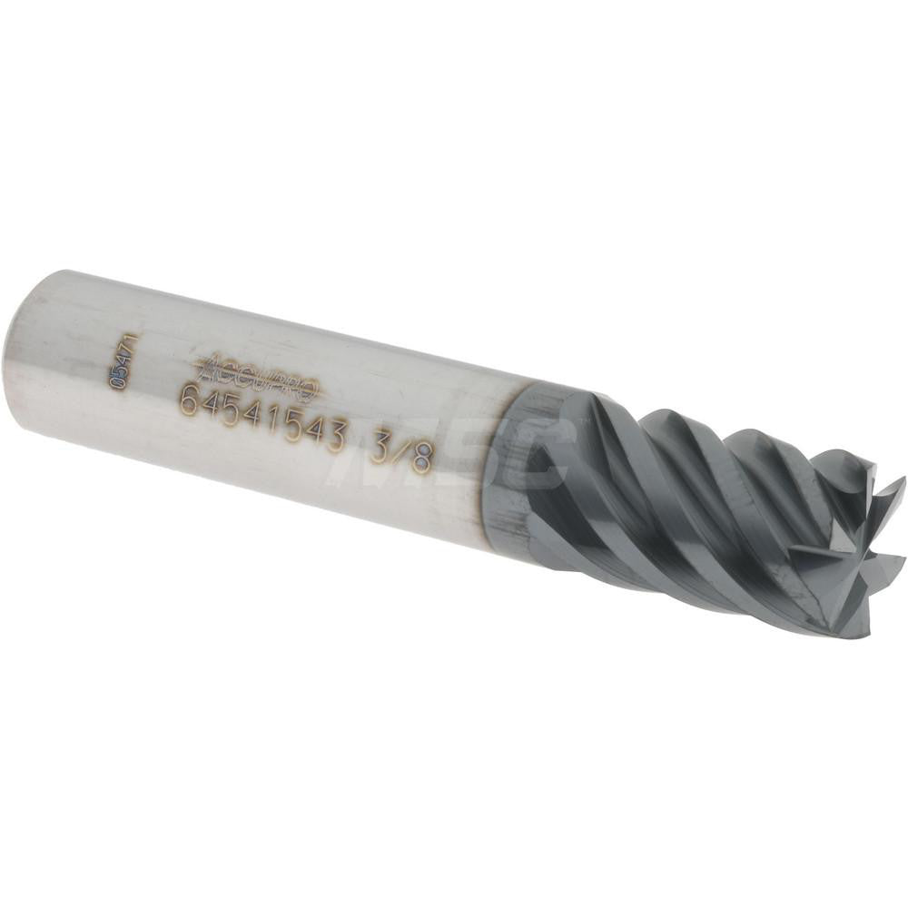 Accupro 64541543 Square End Mill 3/8'' Dia, 1/2'' LOC, 3/8'' Shank Dia, 2'' OAL, 6 Flutes, Solid Carbide