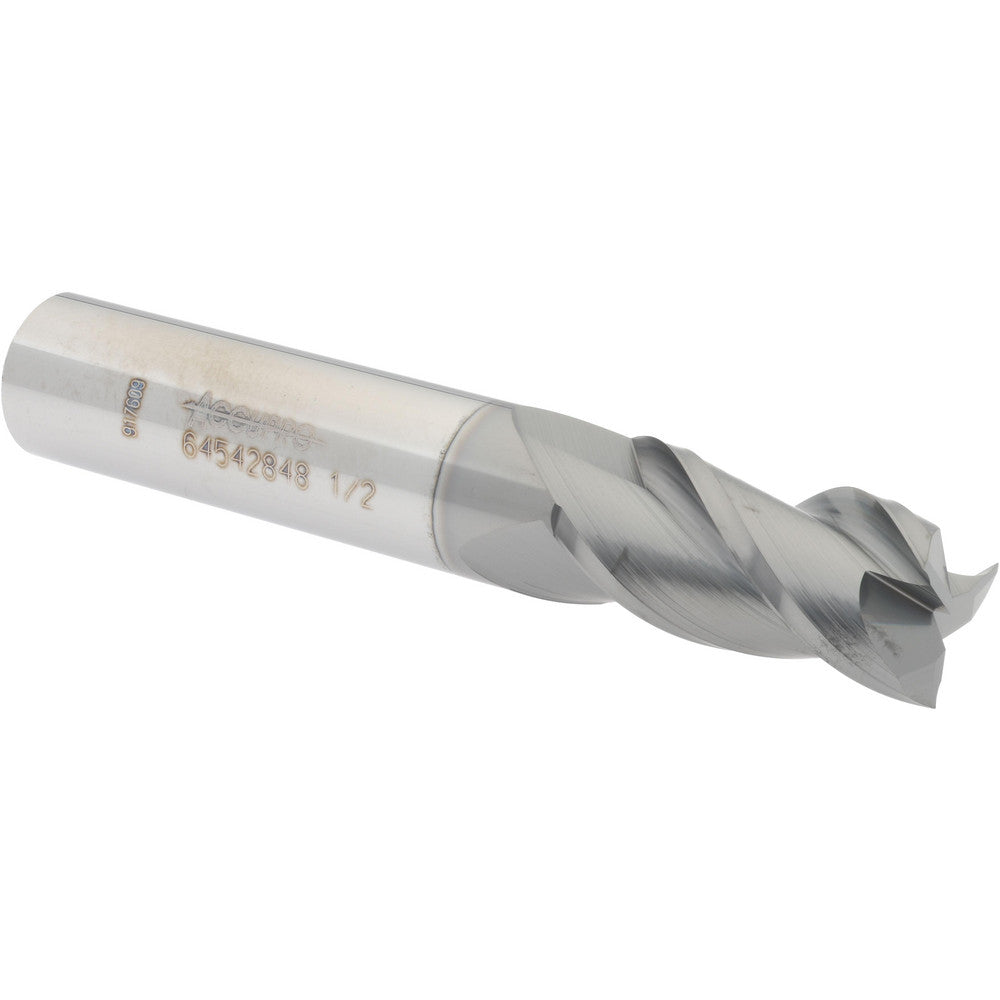 Accupro 64542848 Square End Mill 1/2'' Dia, 1'' LOC, 1/2'' Shank Dia, 3'' OAL, 3 Flutes, Solid Carbide