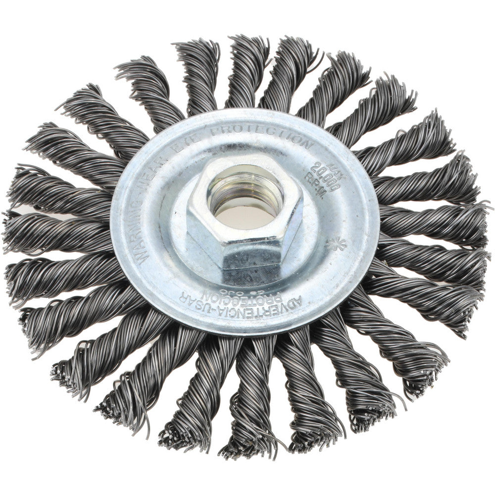 Weiler 94408 Wheel Brush 4" Wheel Dia, 3/8" Face Width, 0.0200" Wire Dia, Knotted