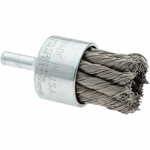 Weiler 90379 End Brushes 1-1/8" Dia, Stainless Steel, Knotted Wire