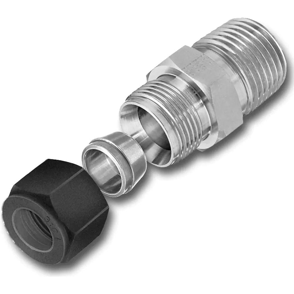 Parker 4-4 FH2BZ-SS Compression Tube Bulkhead Connector 1/4" Thread, Compression x MNPT