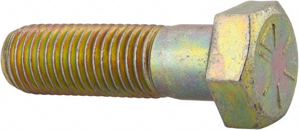 HHCS Made In USA MSC39198 Hex Head Cap Screw 7/8-9 x 3", Grade 8 Steel, Zinc Yellow Dichromate Finish