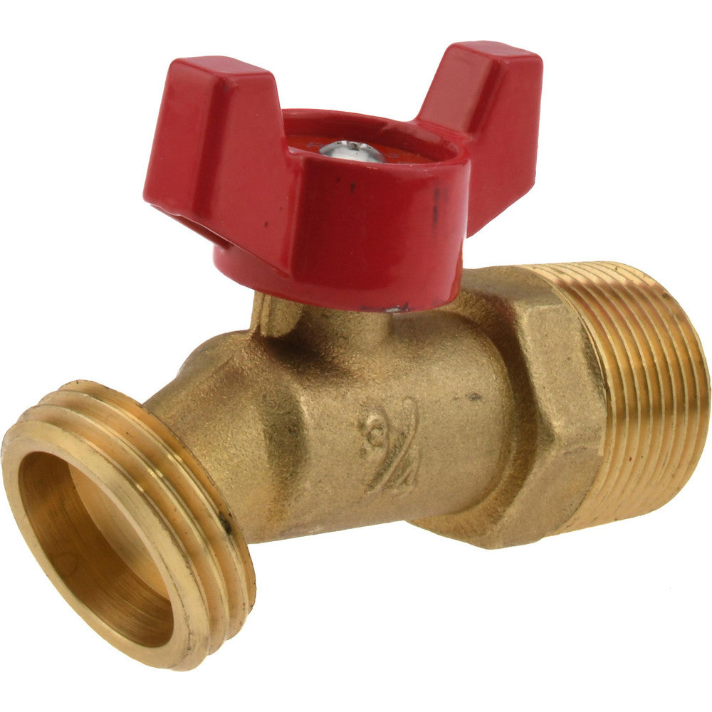 B&K Mueller 102-354HN 3/4" Pipe, 125 psi WOG Rating, 1" Long Shank, Brass Hose Bibb, Stop Valve
