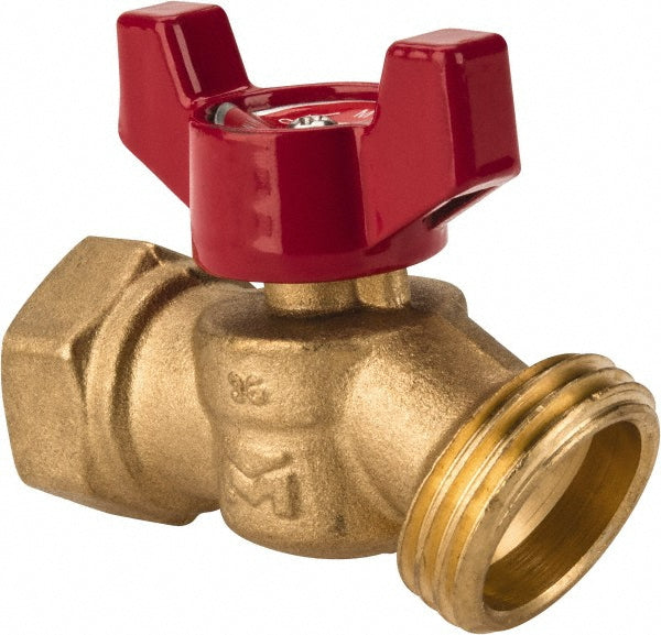 B&K Mueller 102-453HN 1/2" Pipe, 125 psi WOG Rating, 1/4" Long Shank, Brass Hose Bibb, Stop Valve