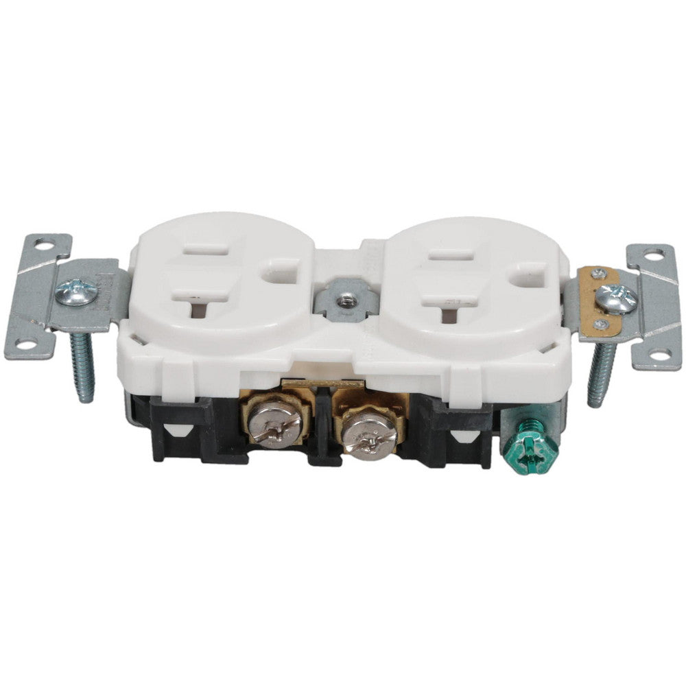 Leviton BR20-W Straight Blade Duplex Receptacle NEMA 5-20R, 20 Amps, Self-Grounding