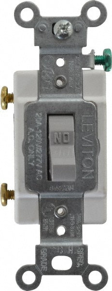 Leviton CS120-2GY 1 Pole, 120 to 277 VAC, 20 Amp, Commercial Grade Toggle Wall Switch