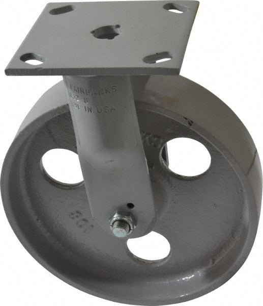 Fairbanks N32-8-IRB Rigid Top Plate Caster Semi-Steel, 8" Wheel Dia, 2" Wheel Width, 1,200 lb Capacity, 9-1/2" OAH