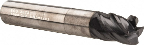 Kyocera SGS Precision Tools 36786 Corner Radius End Mill 1/2" Dia, 5/8" LOC, 0.04" Radius, 4 Flutes, Solid Carbide
