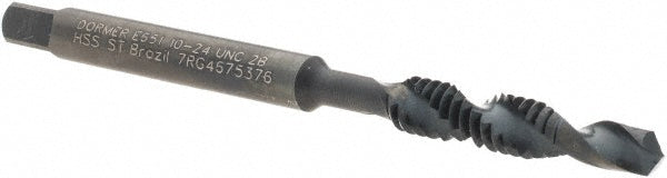 Dormer Pramet 5978357 Combination Drill Tap #10-24, 2B, 2 Flutes, High Speed Steel