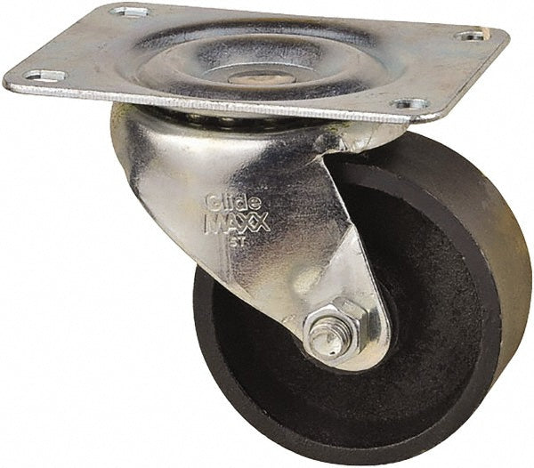 Value Collection V3-30-120-2 Swivel Top Plate Caster Cast Iron, 3" Wheel Dia, 1-1/4" Wheel Width, 275 lb Capacity, 3-11/16" OAH