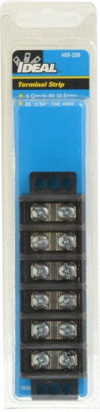 Ideal 89-206 6 Poles, 600 Volt, 30 Amp, -40 to 266°F, Polyester Thermoplastic, Polyester Thermoplastic Multipole Terminal Block