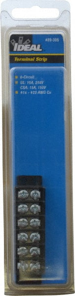 Ideal 89-306 6 Poles, 300 Volt, 30 Amp, -40 to 266°F, Polyester Thermoplastic, Polyester Thermoplastic Multipole Terminal Block