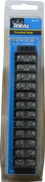 Ideal 89-412 12 Poles, 300 Volt, 30 Amp, -40 to 266°F, Polyester Thermoplastic, Polyester Thermoplastic Multipole Terminal Block