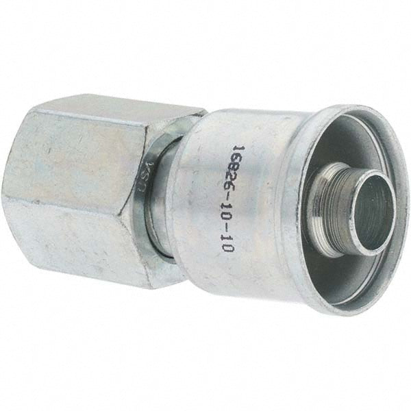 Parker 16826-10-10 Hydraulic Hose Female JIC 37 & 45 ° Dual Flare Swivel Straight Fitting 0.5" ID, 8 mm, 7/8-14