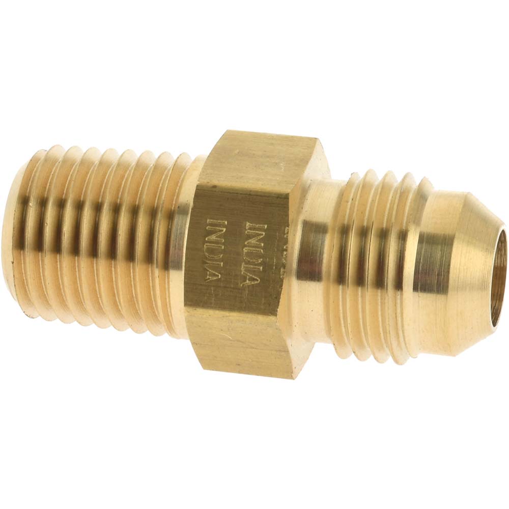 Parker PT-00257 Brass Flared Tube Male Adapter 3/8" Tube OD, 1/4-18 Thread, 37 ° Flared Angle