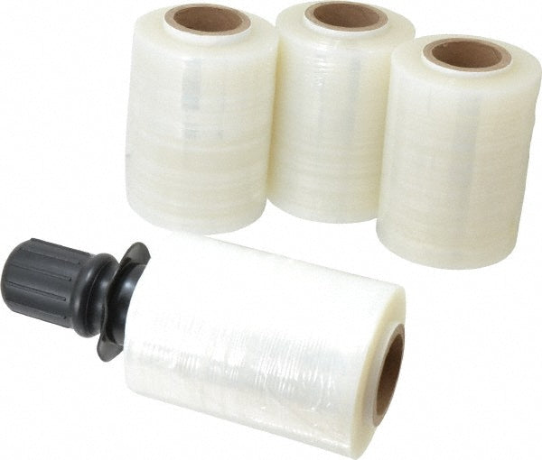 Stretch Associates QWP-150CLR-5 Pack of (4) Rolls 5" x 600' 150 Gauge Clear Bundling Stretch Film with Dispensers
