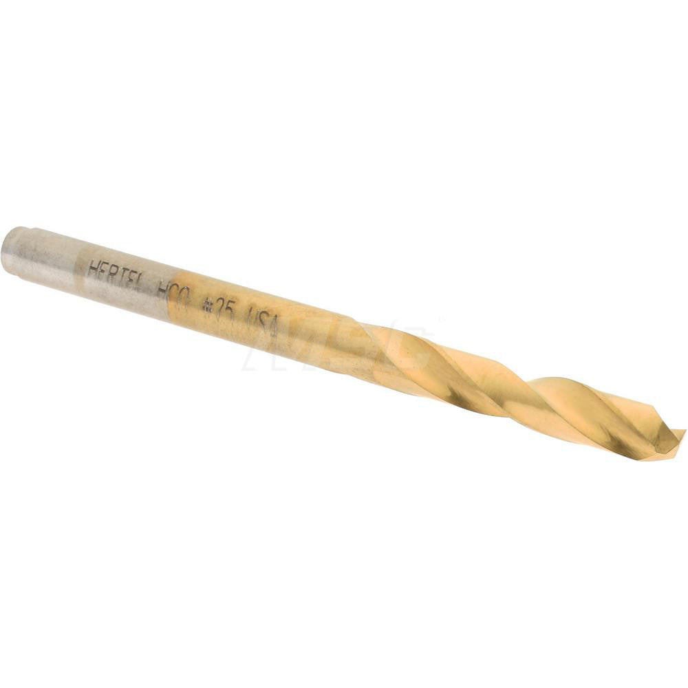 Hertel 66692013 Screw Machine Length Drill Bit #25 (0.1495) Dia, 135 deg, Cobalt