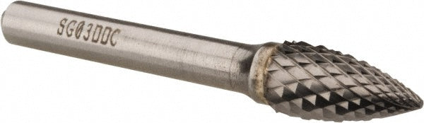 Kyocera SGS Precision Tools 10289 Abrasive Burr SG-3 DDC, 3/8" Cut Dia, Tree With Pointed End, Omega Cut