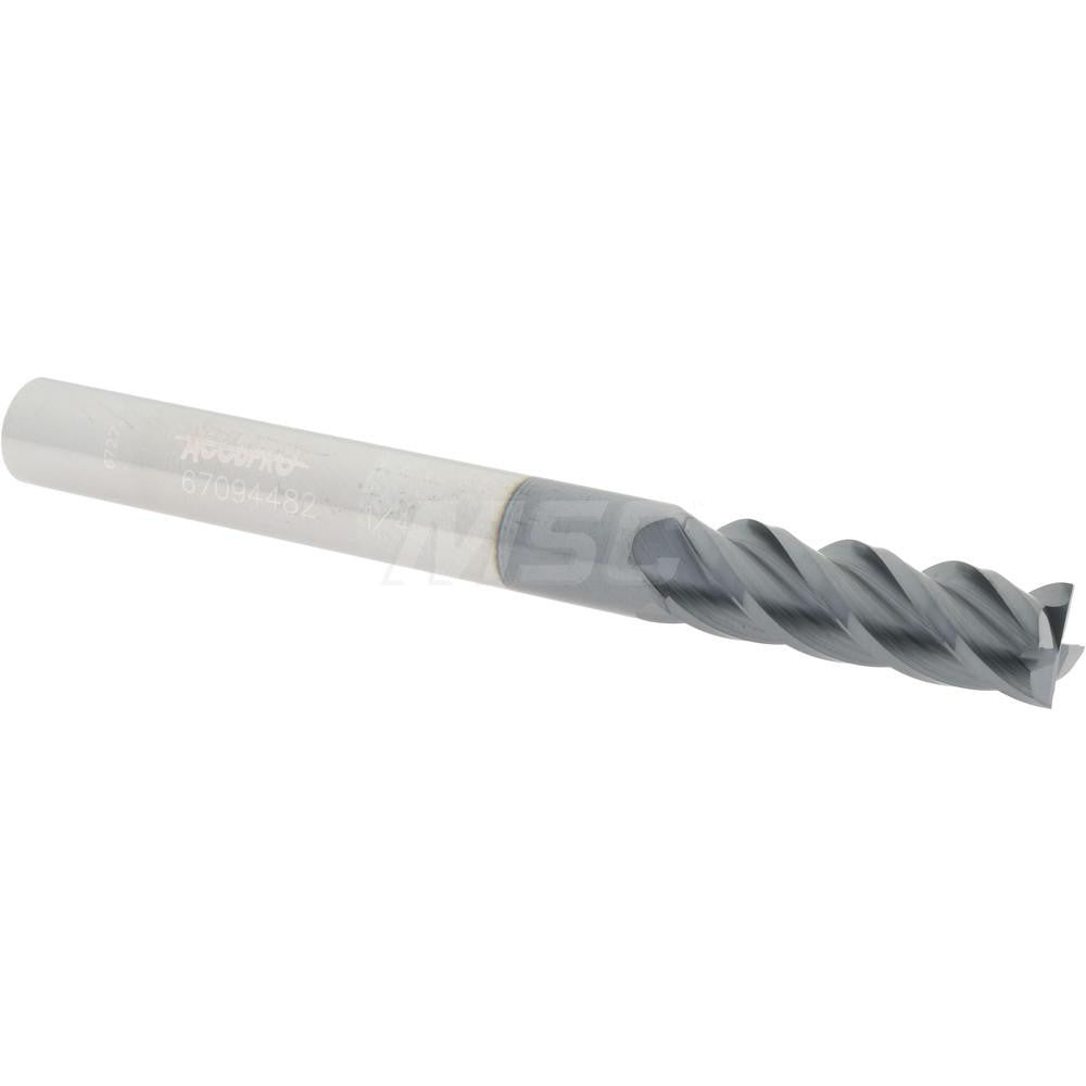 Accupro 67094482 Square End Mill 1/4'' Dia, 3/4'' LOC, 1/4'' Shank Dia, 2-1/2'' OAL, 4 Flutes, Solid Carbide