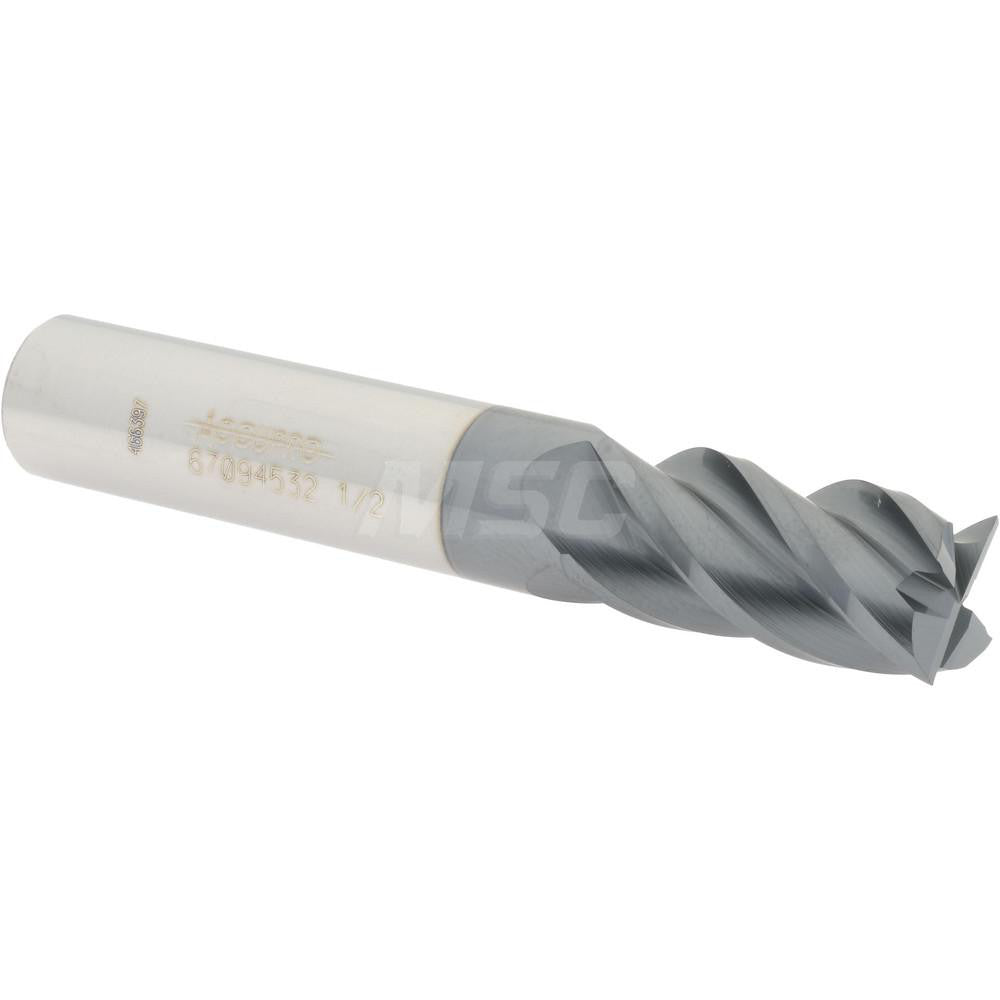 Accupro 67094532 Square End Mill 1/2'' Dia, 1'' LOC, 1/2'' Shank Dia, 3'' OAL, 4 Flutes, Solid Carbide