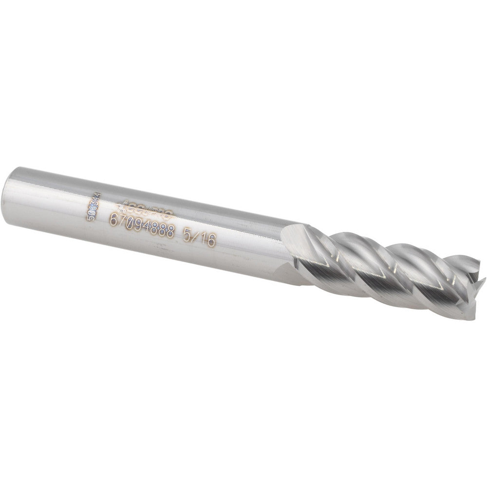 Accupro 67094888 Square End Mill 5/16'' Dia, 13/16'' LOC, 5/16'' Shank Dia, 2-1/2'' OAL, 4 Flutes, Solid Carbide