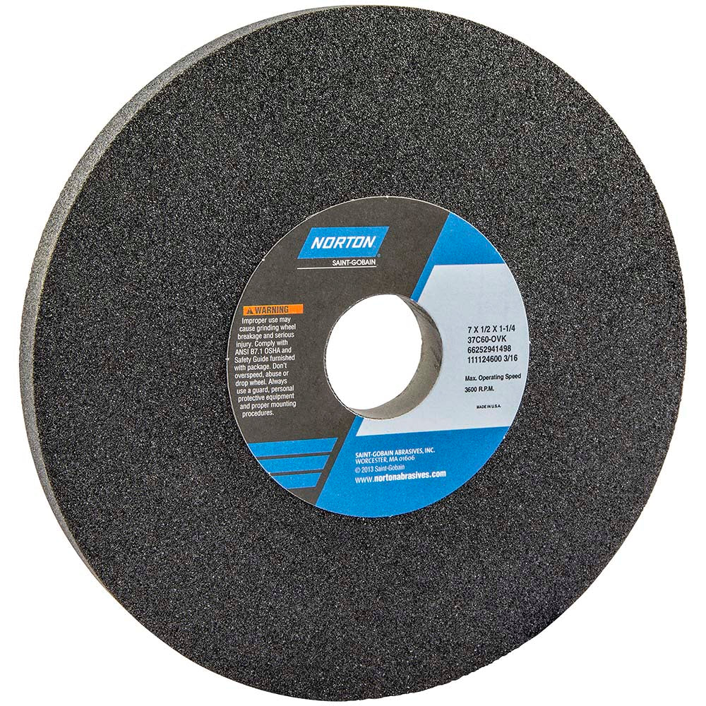 Norton 66252941498 Surface Grinding Wheel 7" Dia, 1/2" Thick, 1-1/4" Hole, 60 Grit, O Hardness