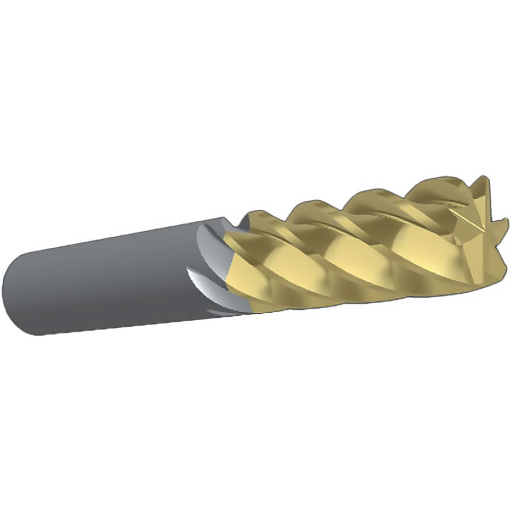 Kennametal 7077701 Corner Radius End Mill 1/2" Dia, 1-1/4" LOC, 0.0300" Radius, 6 Flute, Solid Carbide