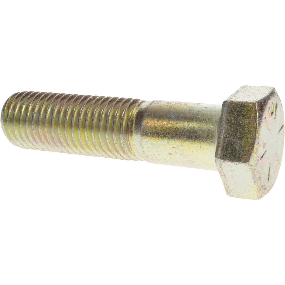 HHCS Made In USA 39221 Hex Head Cap Screw 1-8 x 4", Grade 8 Steel, Zinc Yellow Dichromate Finish