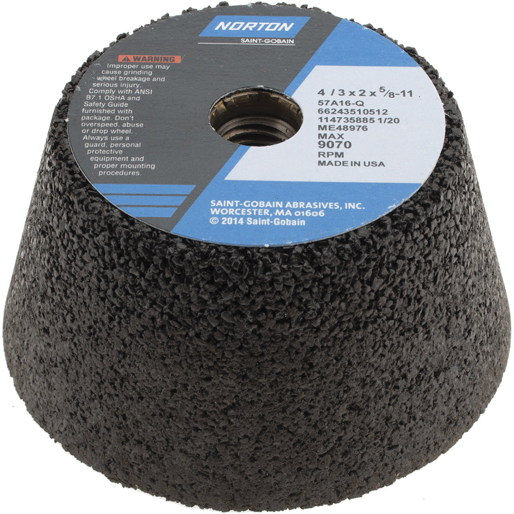 Norton 66243510512 Tool & Cutting Grinding Wheel 4" Dia, 16 Grit, Q Hardness, Type 11