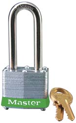 Master Lock 3KALHGRN-3795 Lockout Padlock Keyed Alike, Laminated Steel, 2.0000â„¢ High, Steel Shackle, Green