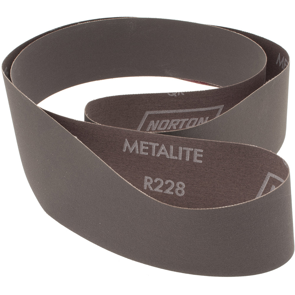Norton 78072702825 Abrasive Belt 2" Wide, 60" OAL, 320 Grit, Aluminum Oxide