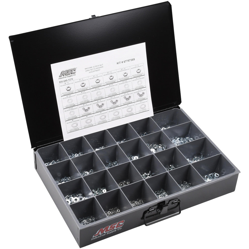 Value Collection 67757369 #8-32 to 1/4-20 Thread, 3,312 Piece Steel Nut & Washer Assortment