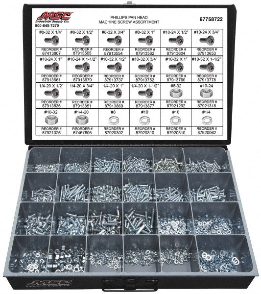 Value Collection 67758722 1,975 Piece, #8-32 to 1/4-20, Steel Machine Screw Assortment