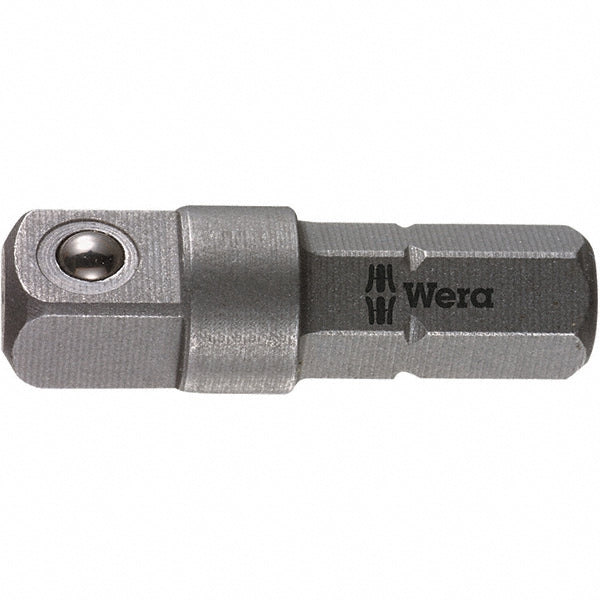 Wera 05136000001 Socket Adapter Square-Drive to Hex Bit, 1/4" Hex Male, 1/4" Square Female