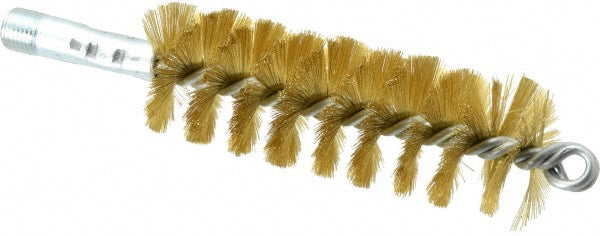 Schaefer Brush 43639 Double Stem/Single Spiral Tube Brush 1-1/2" Dia, 8" OAL, Brass Bristles