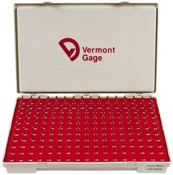 Vermont Gage 102300200 Class ZZ Plug Gage Set 1.31 to 4.99 mm Range, 185 Pc