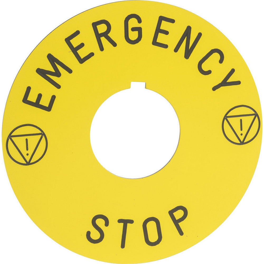 Schneider Electric 9001KN9330 Round, Plastic Legend Plate - Emergency Stop, Stop