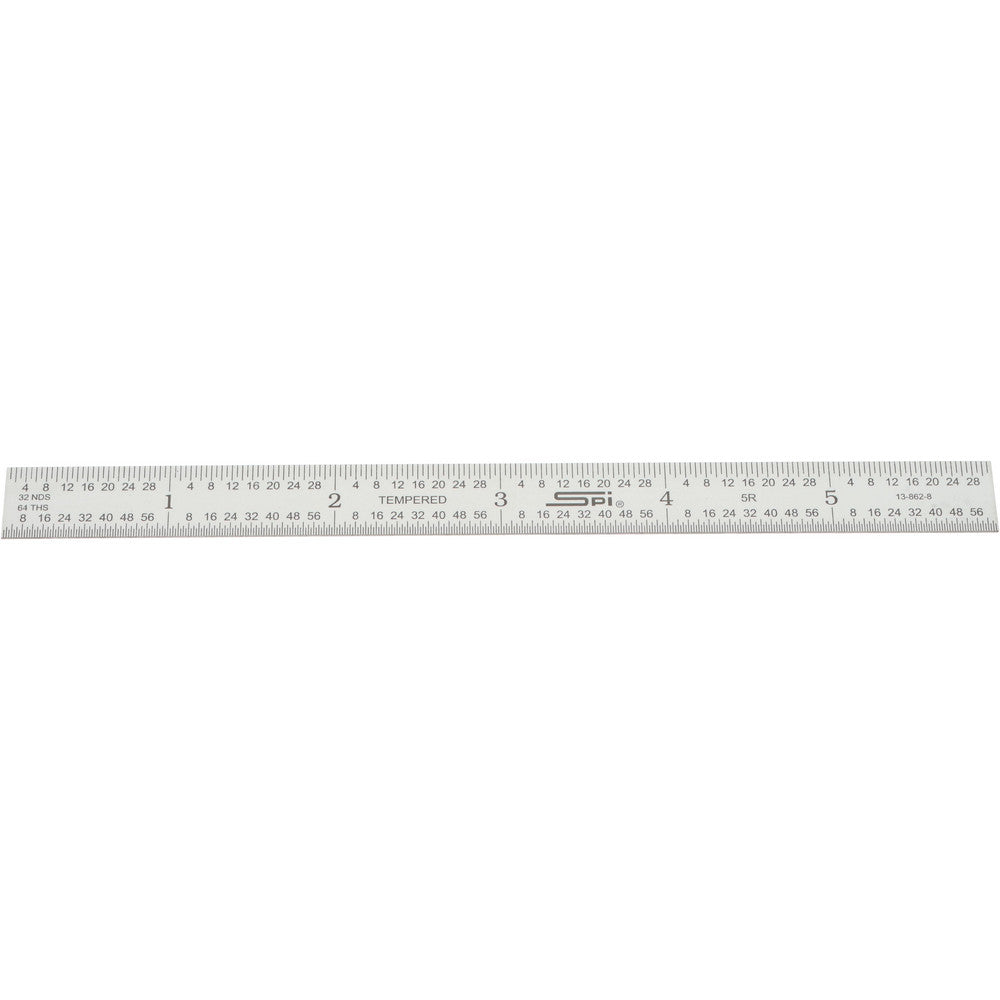 SPI 13-862-8 Steel Rule 6" OAL, 5R Graduation, Flexible, 1/2" OAW