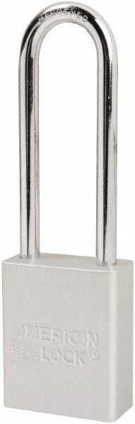American Lock S1107CLR Lockout Padlock Keyed Different, Key Retaining, Aluminum, 3" High, Plated Metal Shackle, Silver