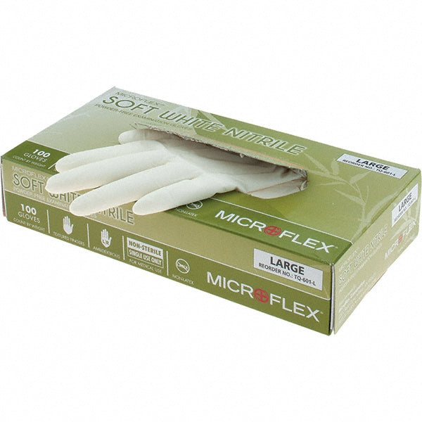 Ansell TQ-601-L Series Microflex Disposable Gloves Size Large, 2.8 mil, Uncoated-Coated Nitrile, Medical Grade, Unpowdered