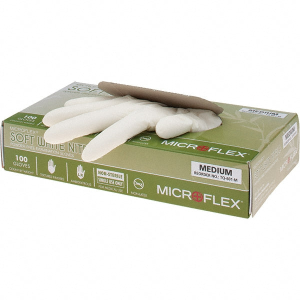 Ansell TQ-601-M Series Microflex Disposable Gloves Size Medium, 2.8 mil, Uncoated-Coated Nitrile, Medical Grade, Unpowdered