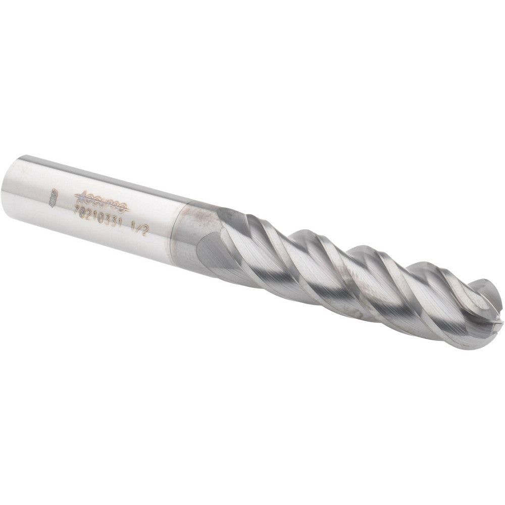 Accupro 70210331 Ball End Mill 0.5" Dia, 2" LOC, 4 Flute, Solid Carbide