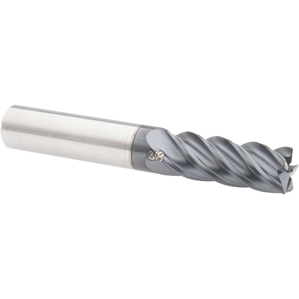 Accupro 70211933 Corner Radius End Mill 3/8" Dia, 7/8" LOC, 0.015" Radius, 5 Flutes, Solid Carbide
